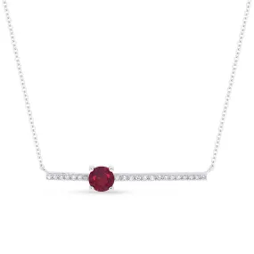 0.32Ct Created Ruby 18"necklacein 14K White Gold