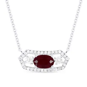 0.50Ct Ruby Necklace In 14K White Gold