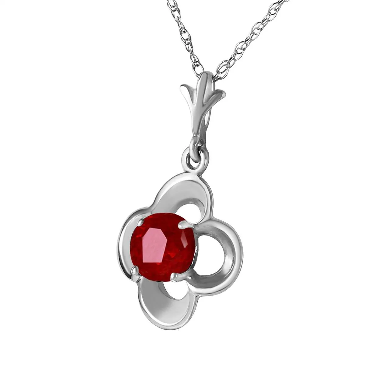 0.55 Carat 14K Solid White Gold Praise Joy Ruby Necklace