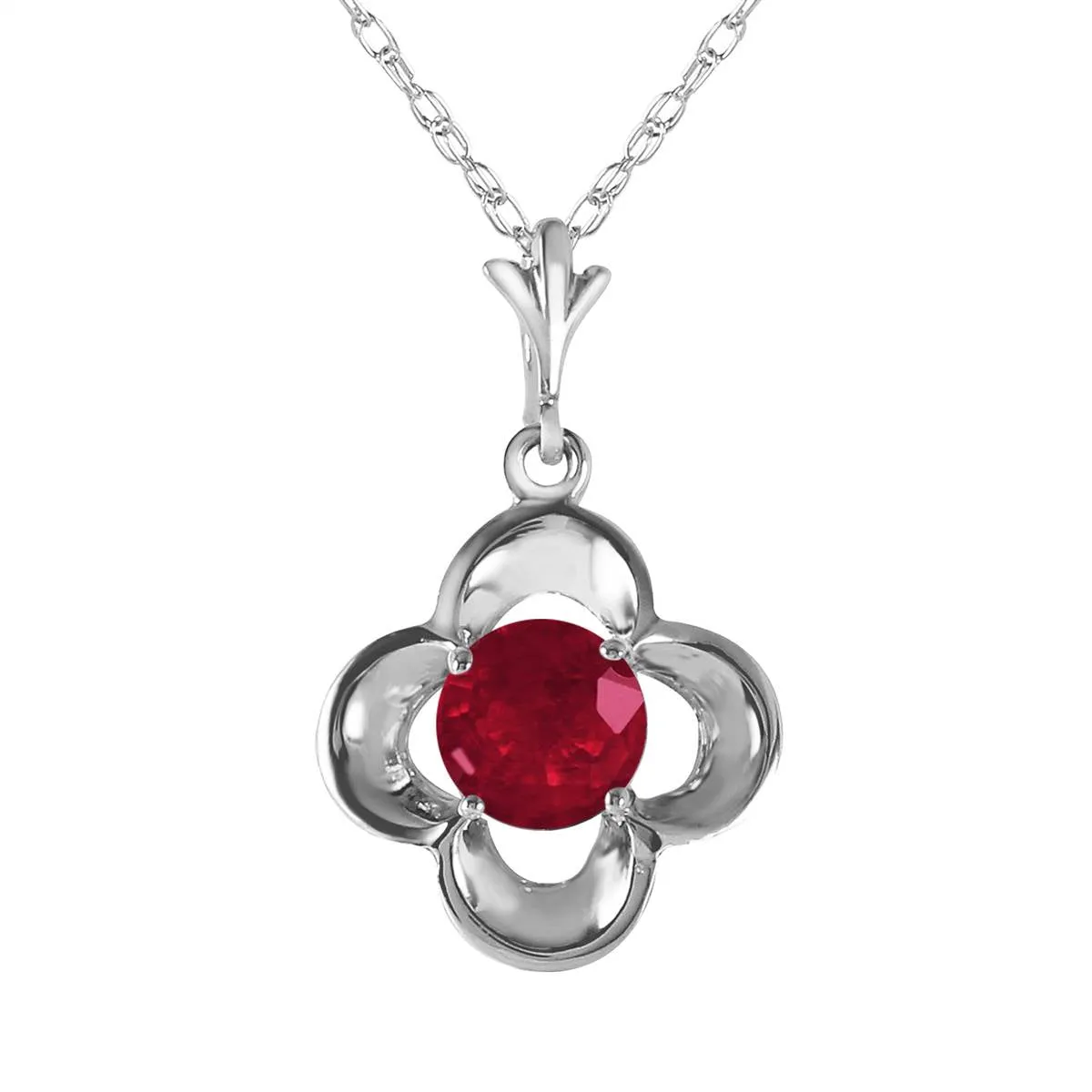 0.55 Carat 14K Solid White Gold Praise Joy Ruby Necklace