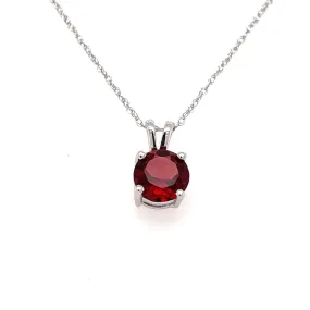 10K White Gold garnet solitaire necklace