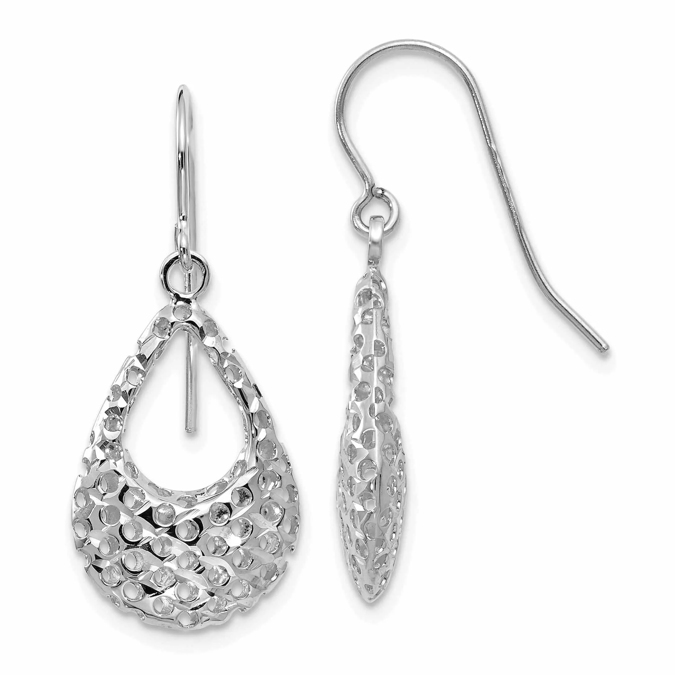 10kt White Gold Shepherd Hook Dangle Earrings