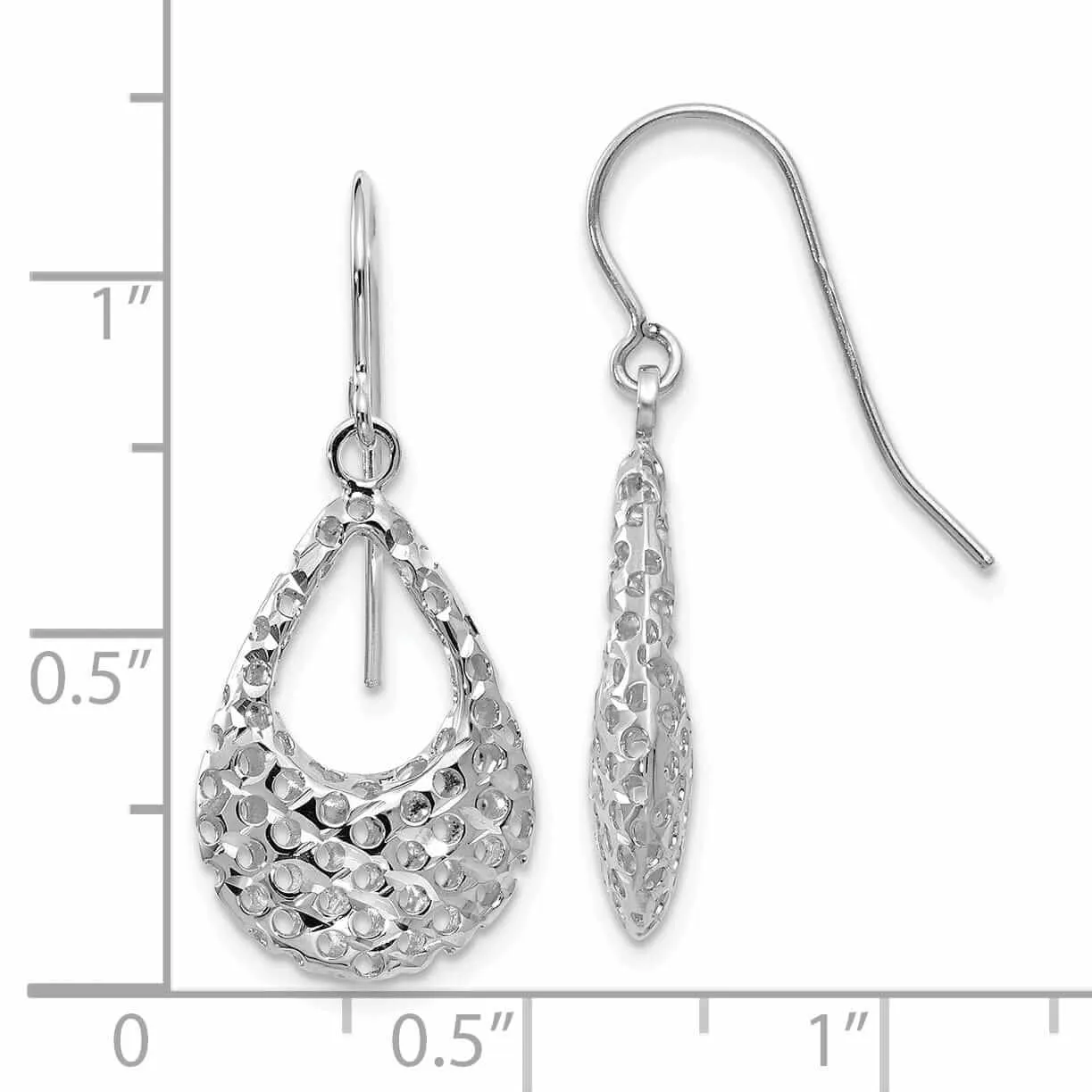 10kt White Gold Shepherd Hook Dangle Earrings