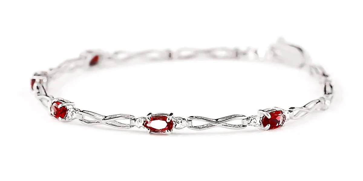 1.16 Carat 14K Solid White Gold Laugh A Lot Garnet Diamond Bracelet