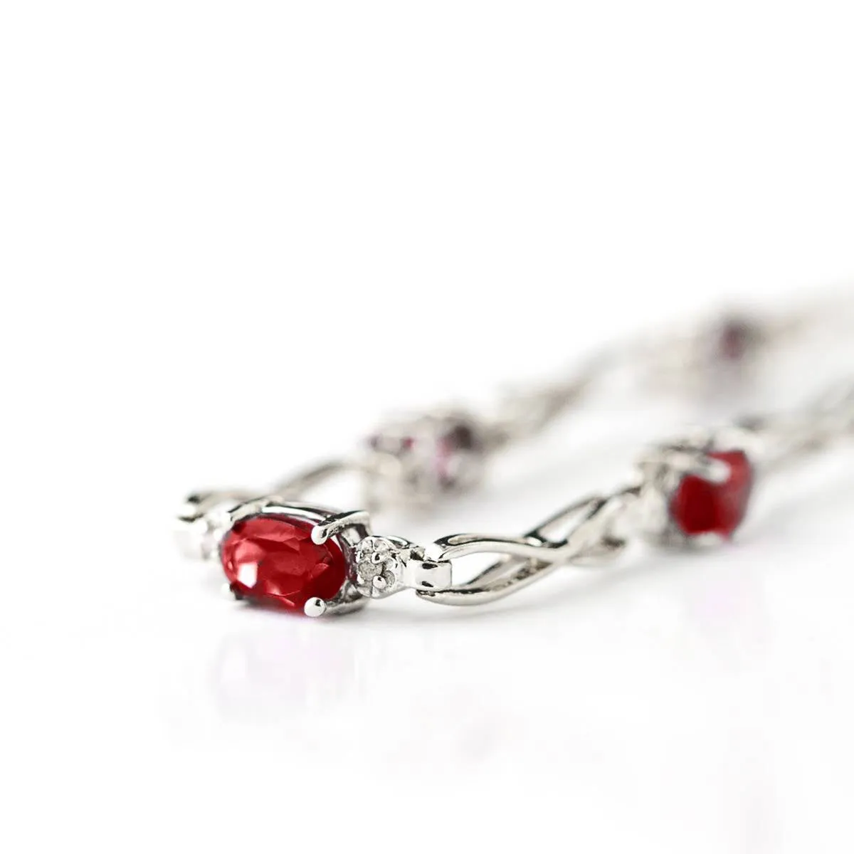 1.16 Carat 14K Solid White Gold Laugh A Lot Garnet Diamond Bracelet