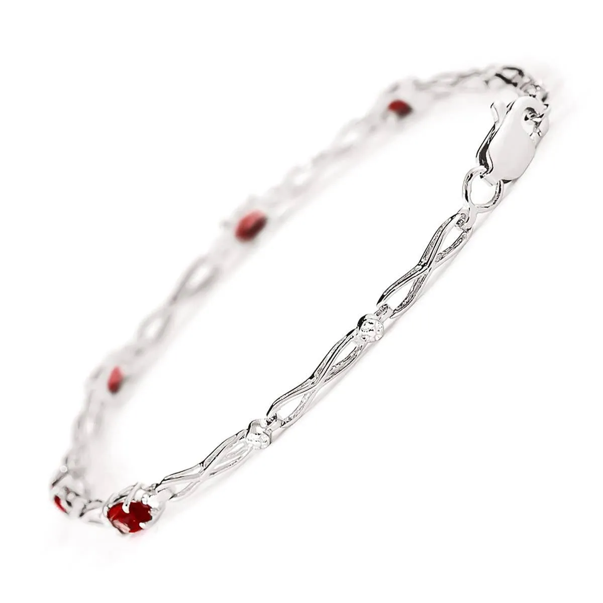 1.16 Carat 14K Solid White Gold Laugh A Lot Garnet Diamond Bracelet