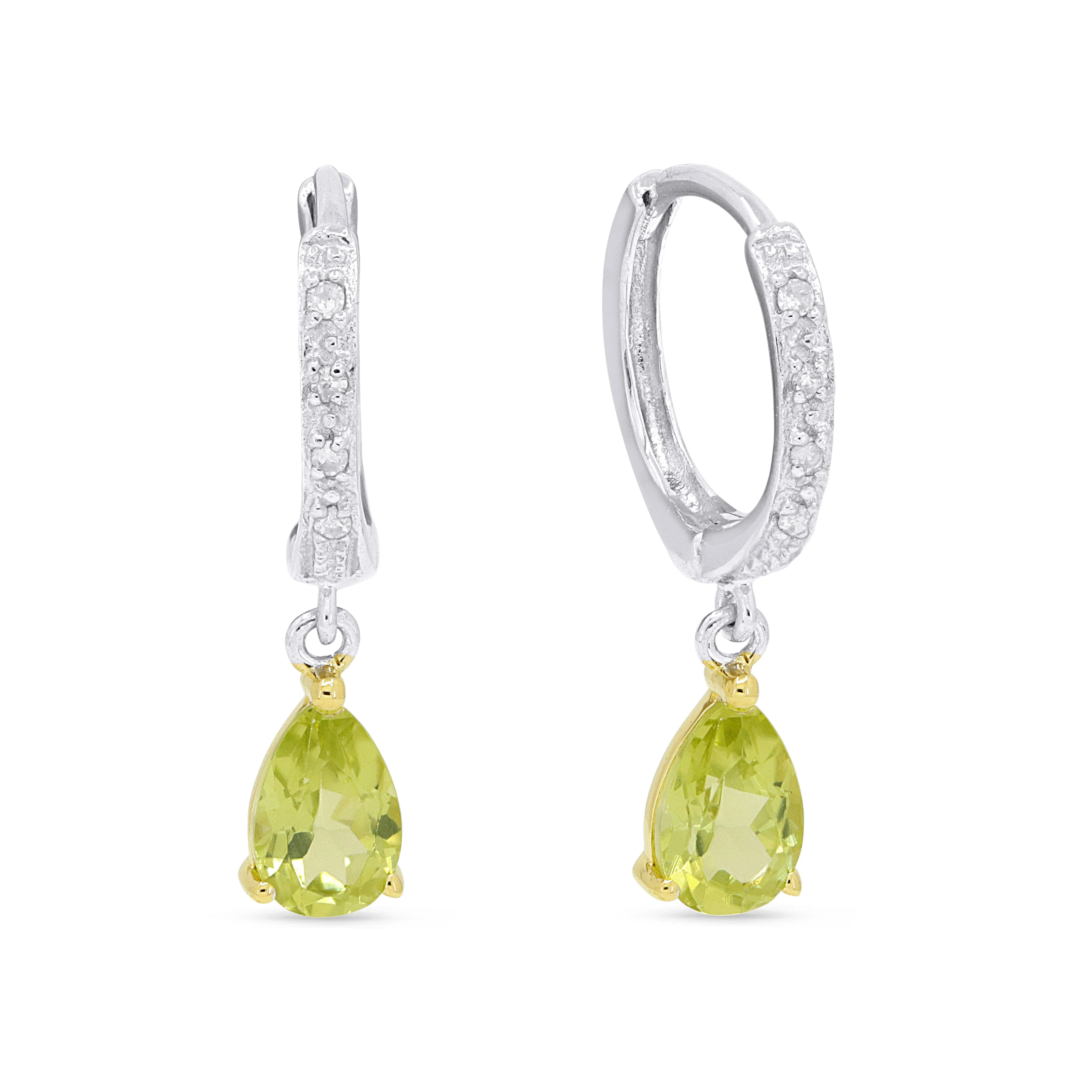 1.1ct Peridot Drop/Dangle Earrings in 14K White And Yellow Gold