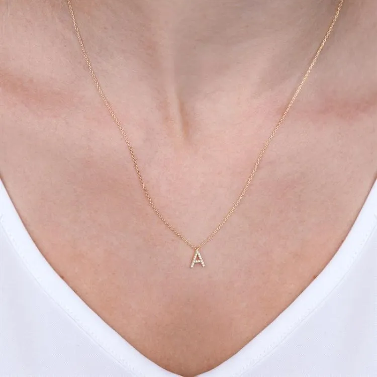 1/20 Ctw Initial 'X' Round Cut Diamond Pendant With Chain in 14K Yellow Gold