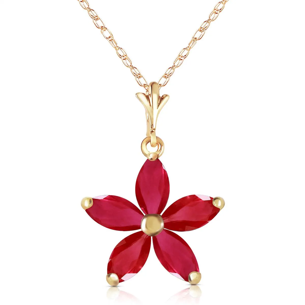 1.4 Carat 14K Solid Yellow Gold Festival Of Hope Ruby Necklace