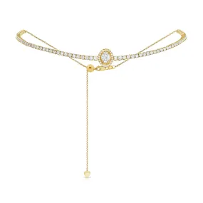 14k Gold & Diamond Adjustable Choker Necklace - 3.19ct