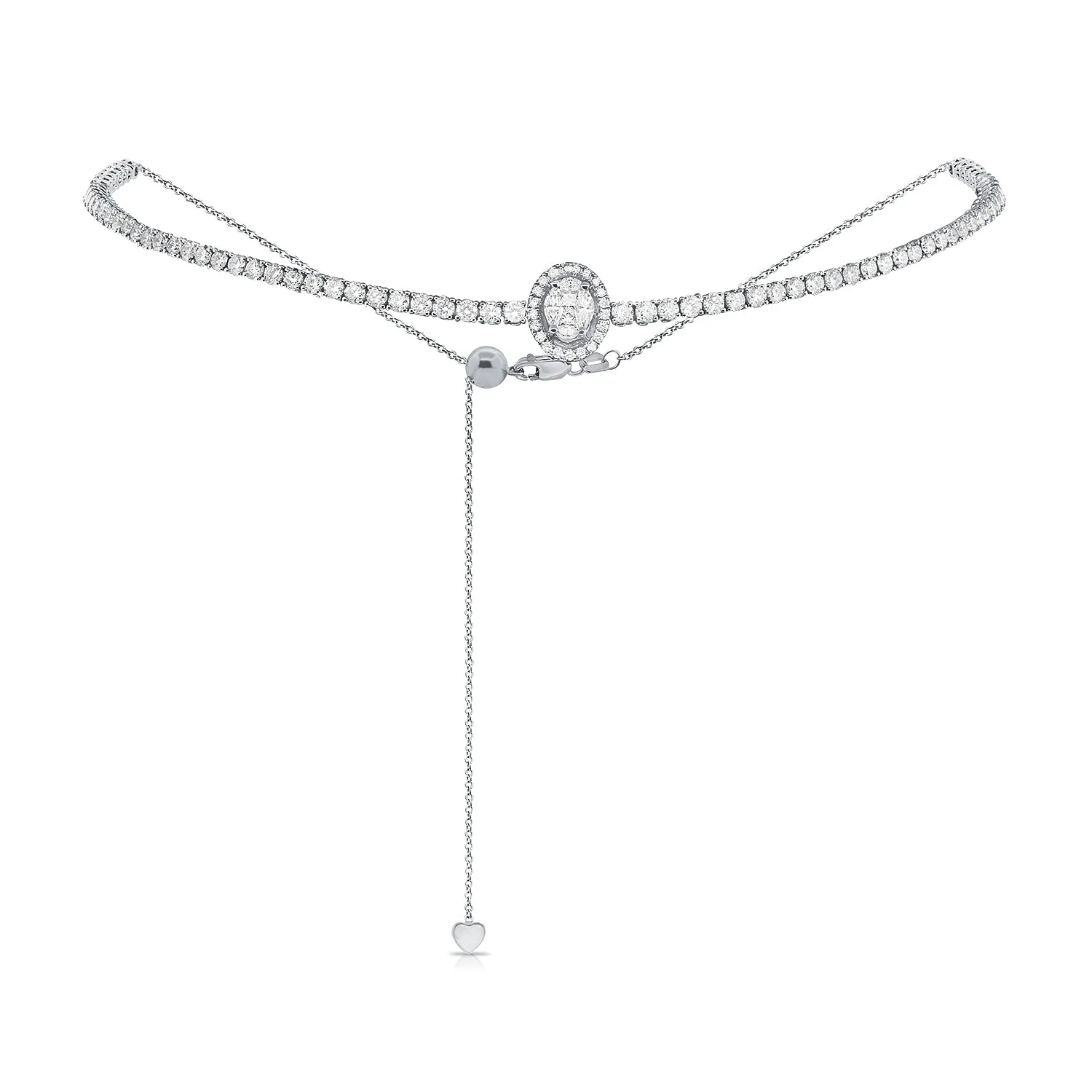 14k Gold & Diamond Adjustable Choker Necklace - 3.19ct