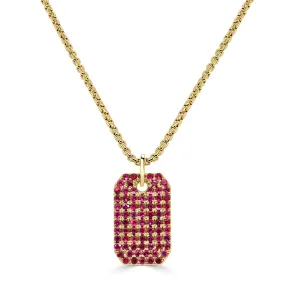 14K Gold & Ruby Dog Tag Necklace - 1.73ct