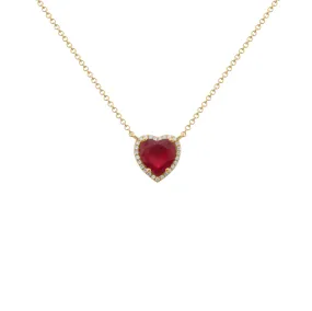 14K GOLD DIAMOND AND RUBY RINA HEART NECKLACE