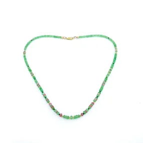 14K Gold Tsavorite & Tourmaline Gem Strand Necklace