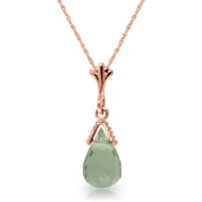 14K Solid Rose Gold Briolette Green Amethyst Necklace Jewelry