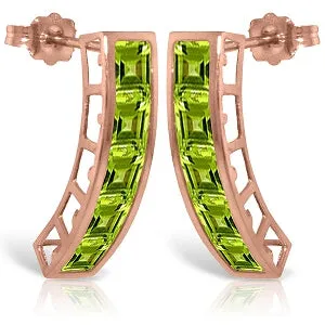 14K Solid Rose Gold Natural Peridot Gemstone Earrings