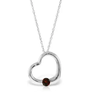 14K Solid White Gold Heart Necklace w/ Natural Garnet