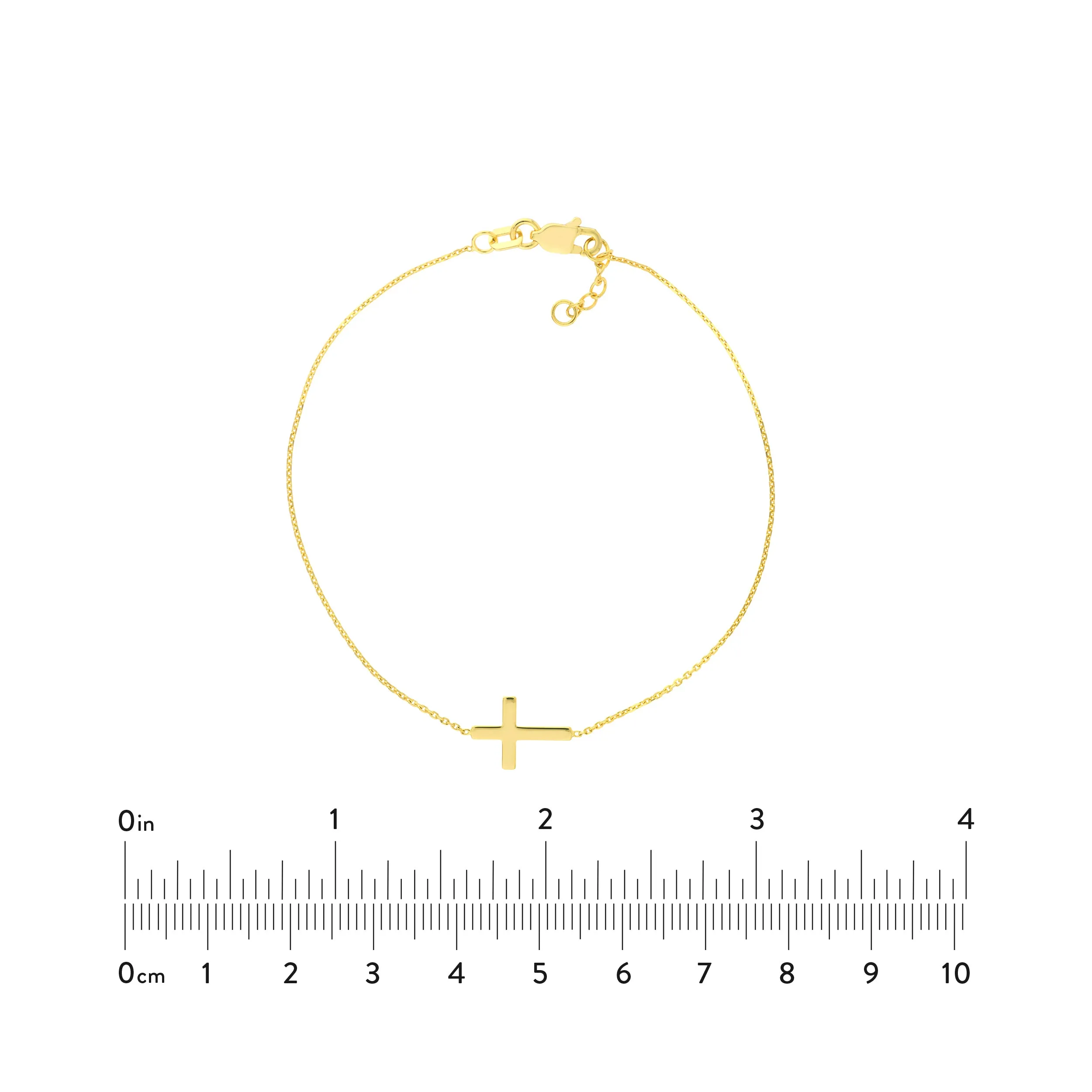 14K Solid Yellow Gold Cross Bracelet