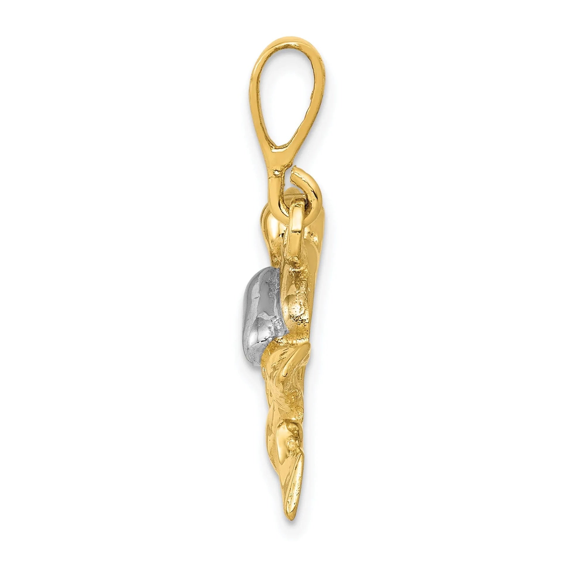 14k Two Tone Gold Polished Scuba Diver Pendant