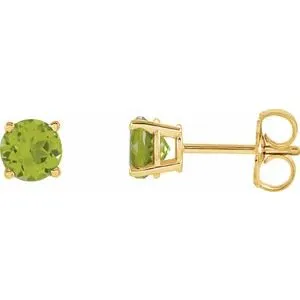 14K White 2.5 mm Natural Peridot Stud Earrings