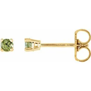 14K White 2.5 mm Natural Peridot Stud Earrings