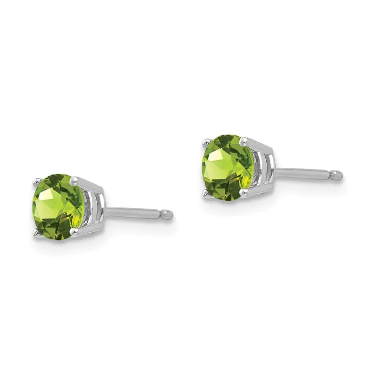 14k White Gold 5mm Peridot Earrings