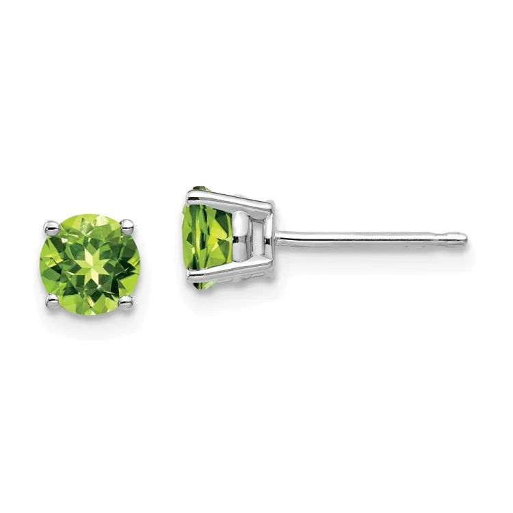 14k White Gold 5mm Peridot Earrings