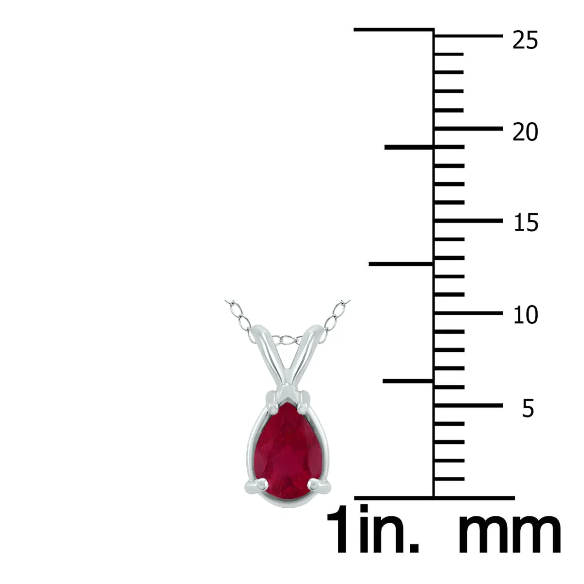 14K White Gold 5X3Mm Pear Ruby Pendant