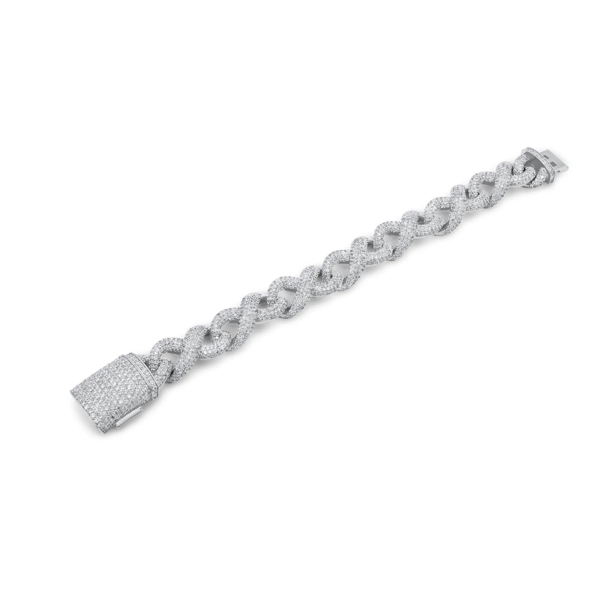 14k White Gold Infinity Link Bracelet 18ctw