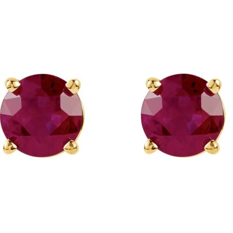 14K Yellow 5 mm Lab-Grown Ruby Stud Earrings with Friction Post