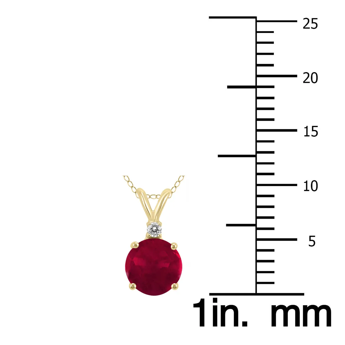 14K Yellow Gold 5Mm Round Ruby And Diamond Pendant