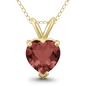 14K Yellow Gold 6Mm Heart Garnet Pendant