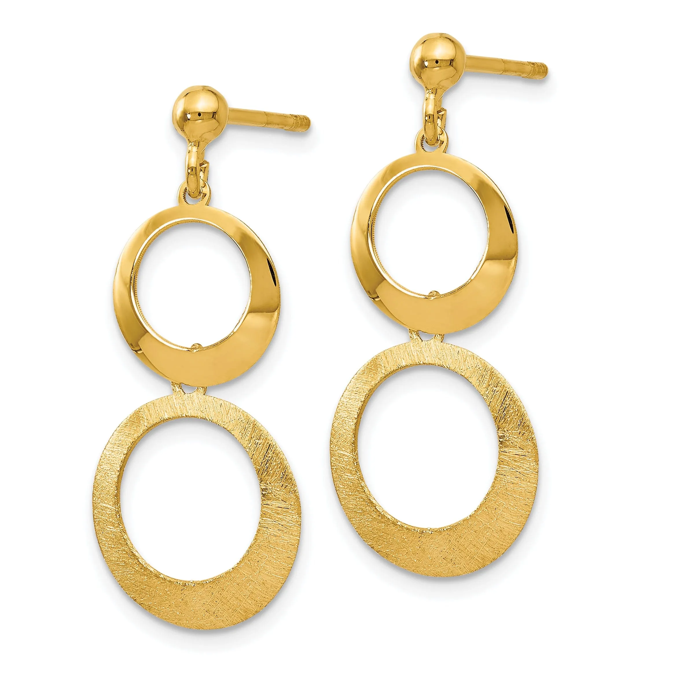 14k Yellow Gold Circle Dangle Earrings