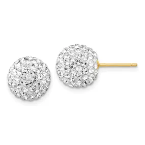 14k Yellow Gold Crystal Disco 10 MM Ball Post Earrings