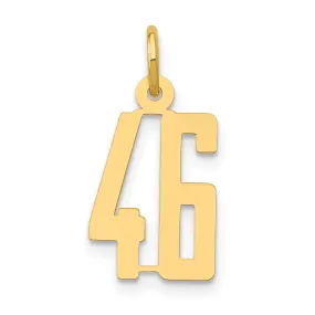 14K Yellow Gold Polished Finish Small Size Elongated Shape Number 46 Charm Pendant