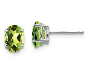 14KW 7x5mm Oval Peridot Post Earring Pair