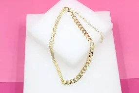 18K Gold Filled Paper Clip Cuban Choker (G5)