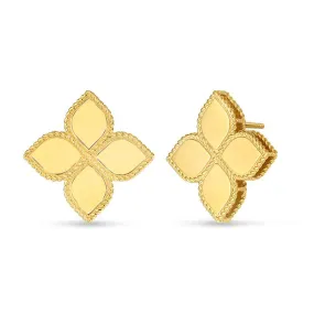 18K Gold Large Princess Flower Stud Earrings