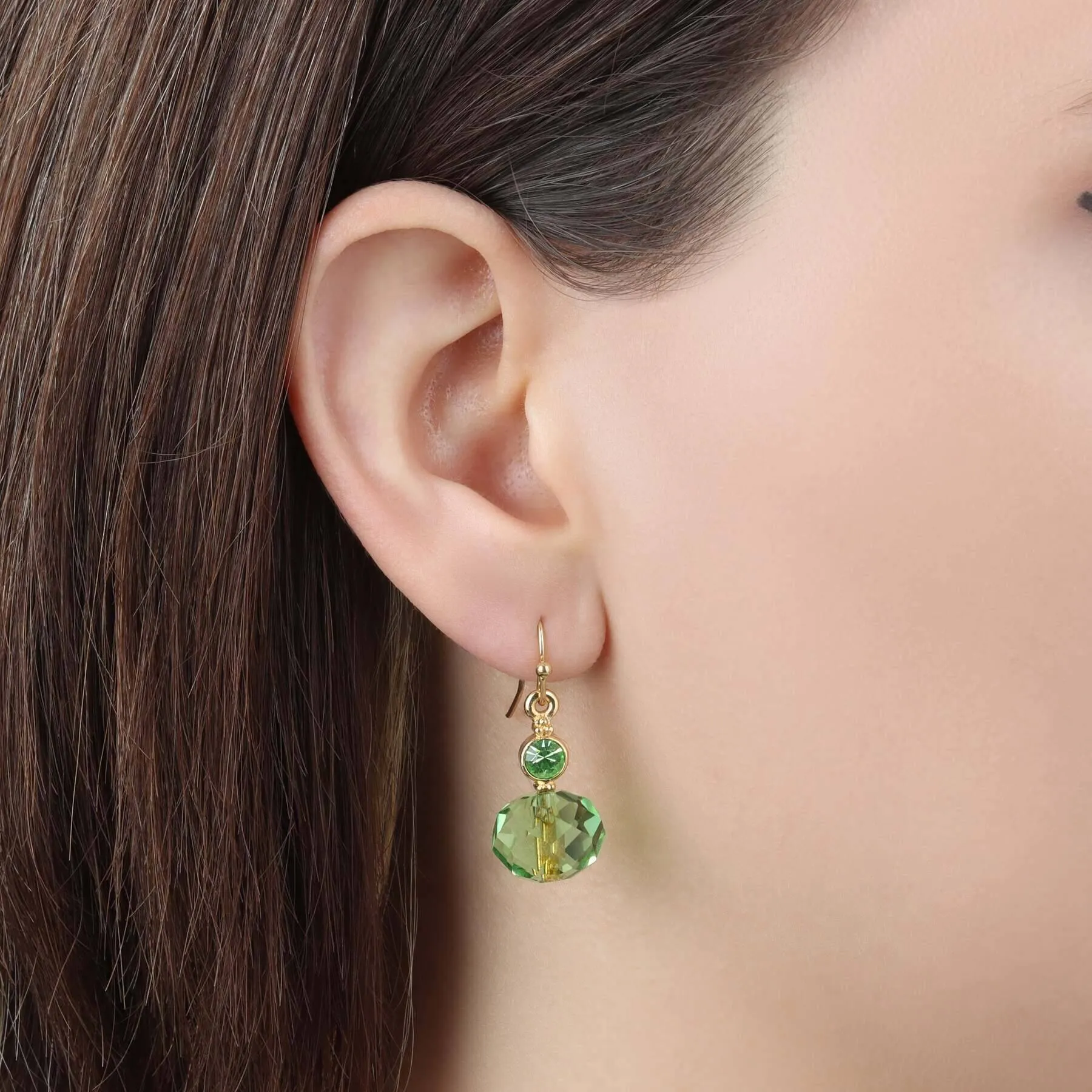 1928 Jewelry Peridot Green Crystal Drop Earrings