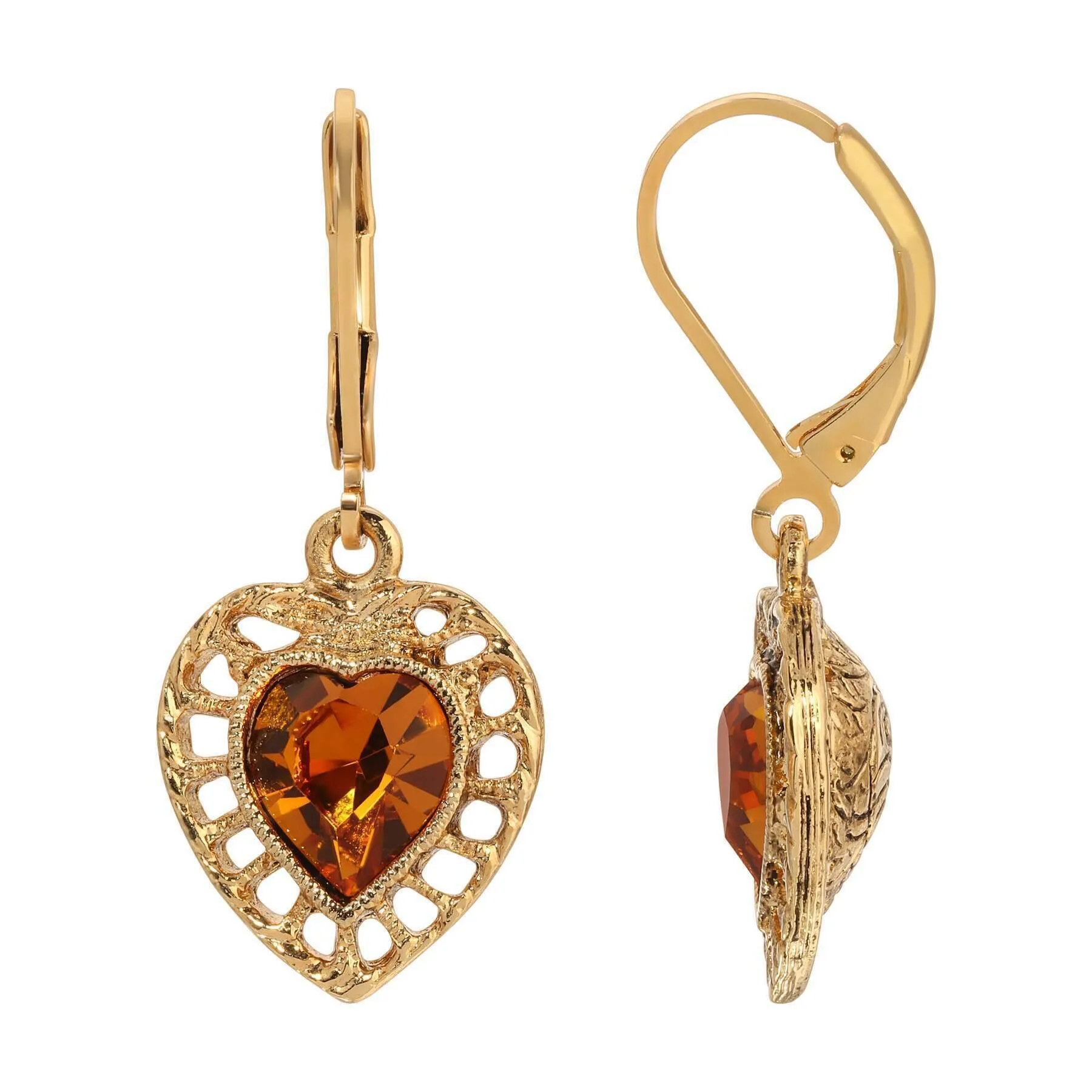 1928 Jewelry Sentimental Crystal Heart Drop Earrings