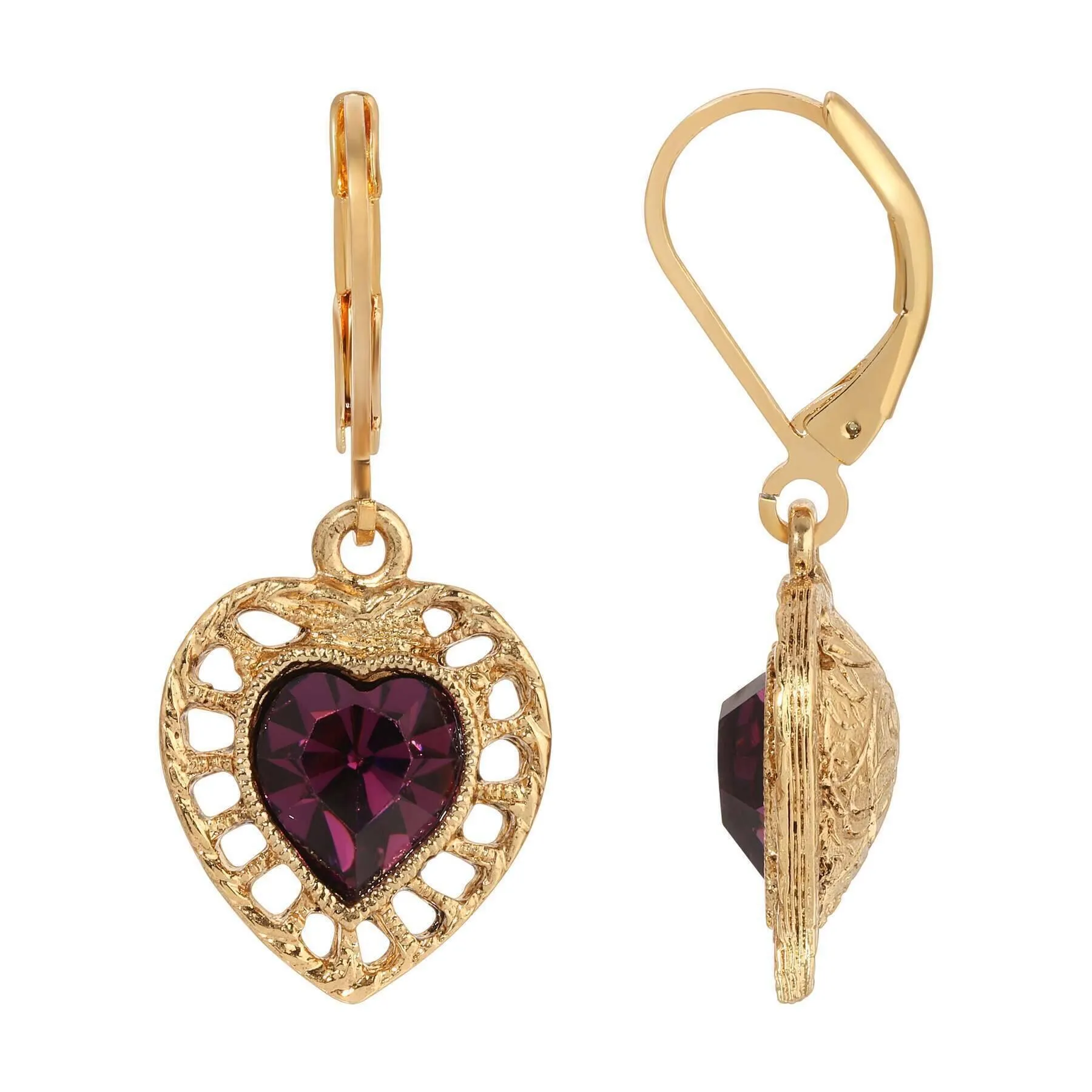 1928 Jewelry Sentimental Crystal Heart Drop Earrings