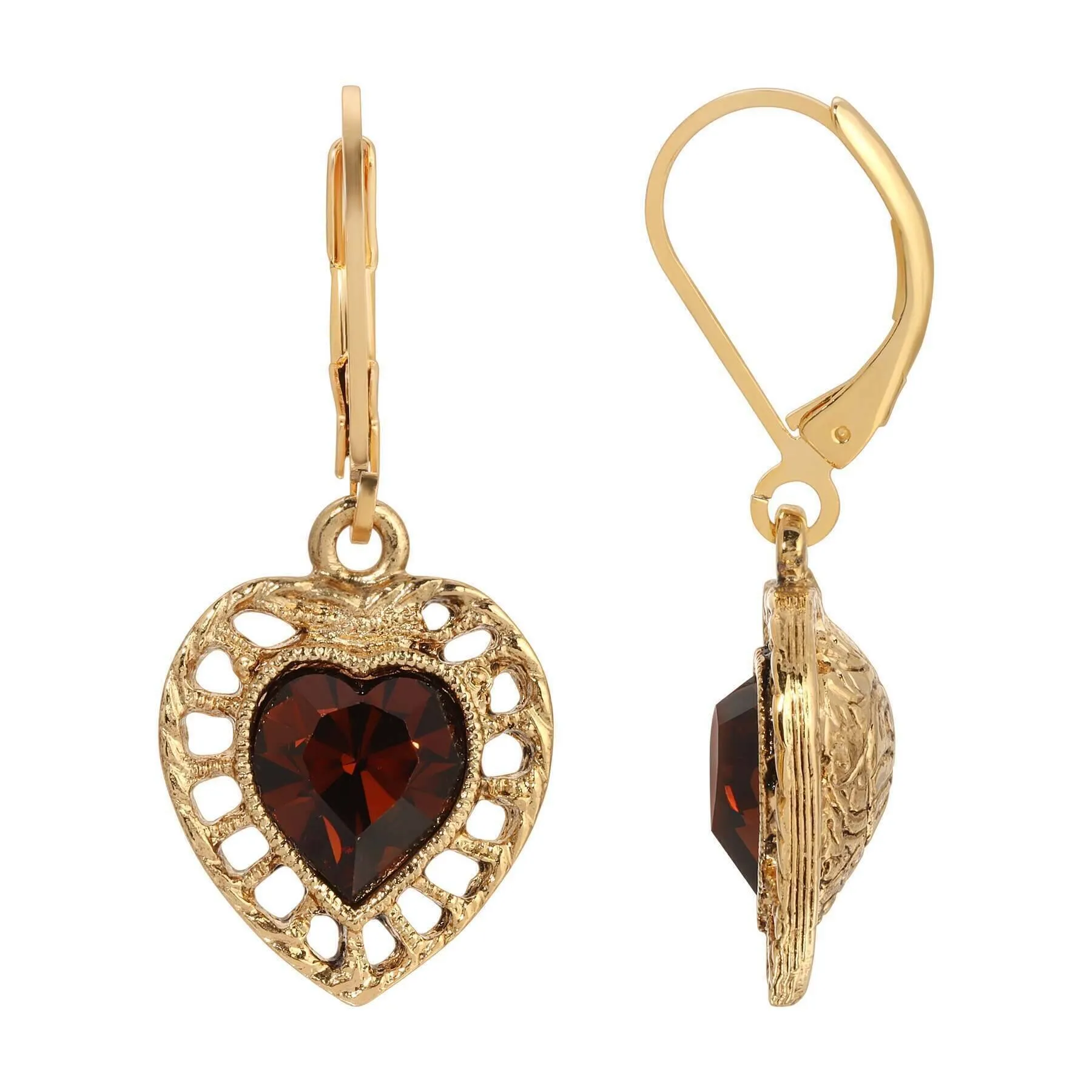 1928 Jewelry Sentimental Crystal Heart Drop Earrings