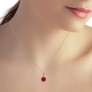 2.25 Carat 14K Solid Yellow Gold Entering The Heart Ruby Necklace