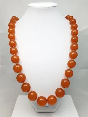 28" Vintage 14k Yellow Gold Natural Graduating Amber Bead Necklace