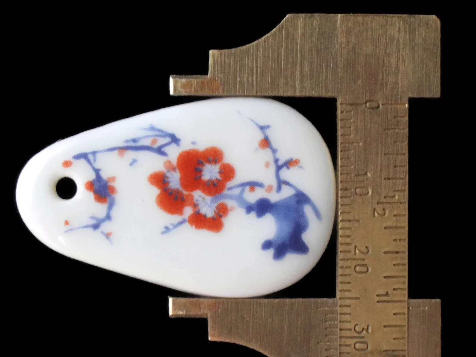 41mm White Flowered Porcelain Pendant White China Teardrop Pendant