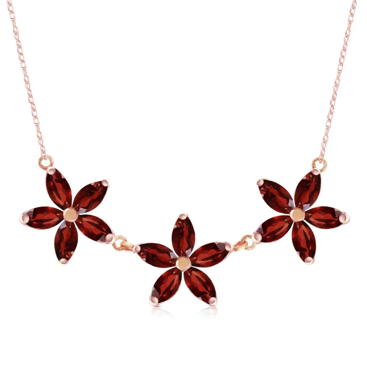 4.2 Carat 14K Solid Rose Gold Necklace Natural Garnet