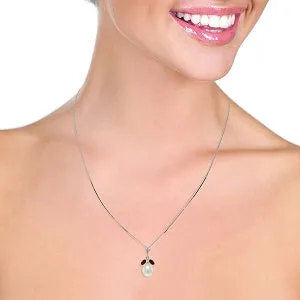 4.5 Carat 14K Solid White Gold Necklace Natural Parl Garnet