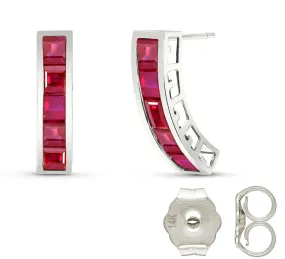 5 Carat 14K Solid White Gold Many Aspects Ruby Earrings