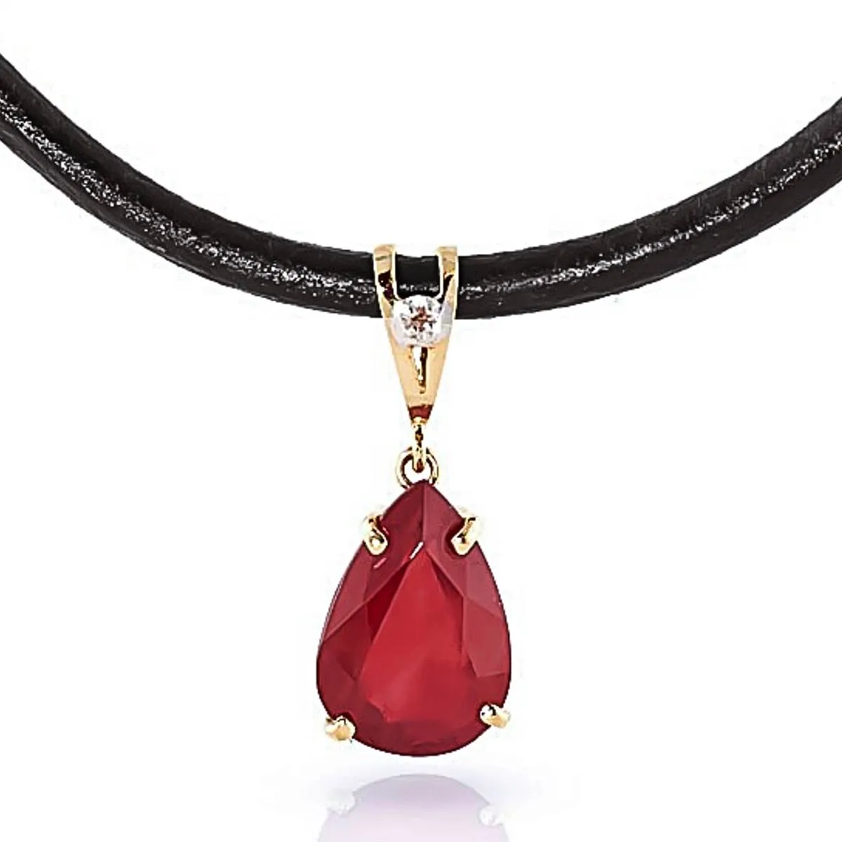 5.01 Carat 14K Solid Yellow Gold Magnitude Ruby Diamond Necklace