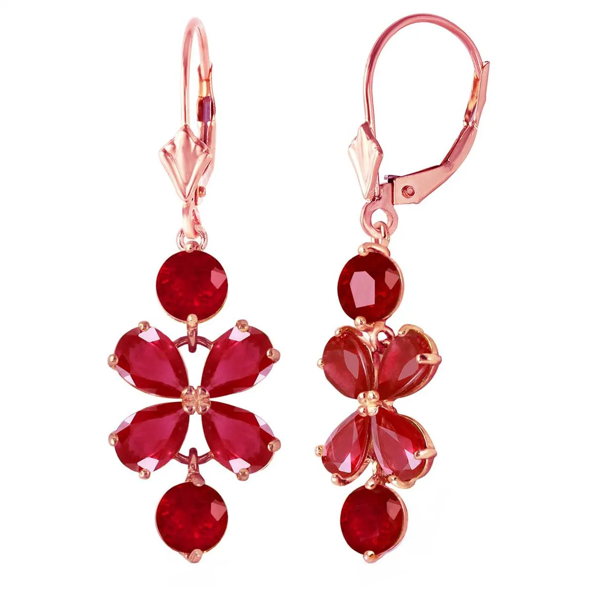 5.32 Carat 14K Solid Rose Gold Chandelier Earrings Natural Ruby